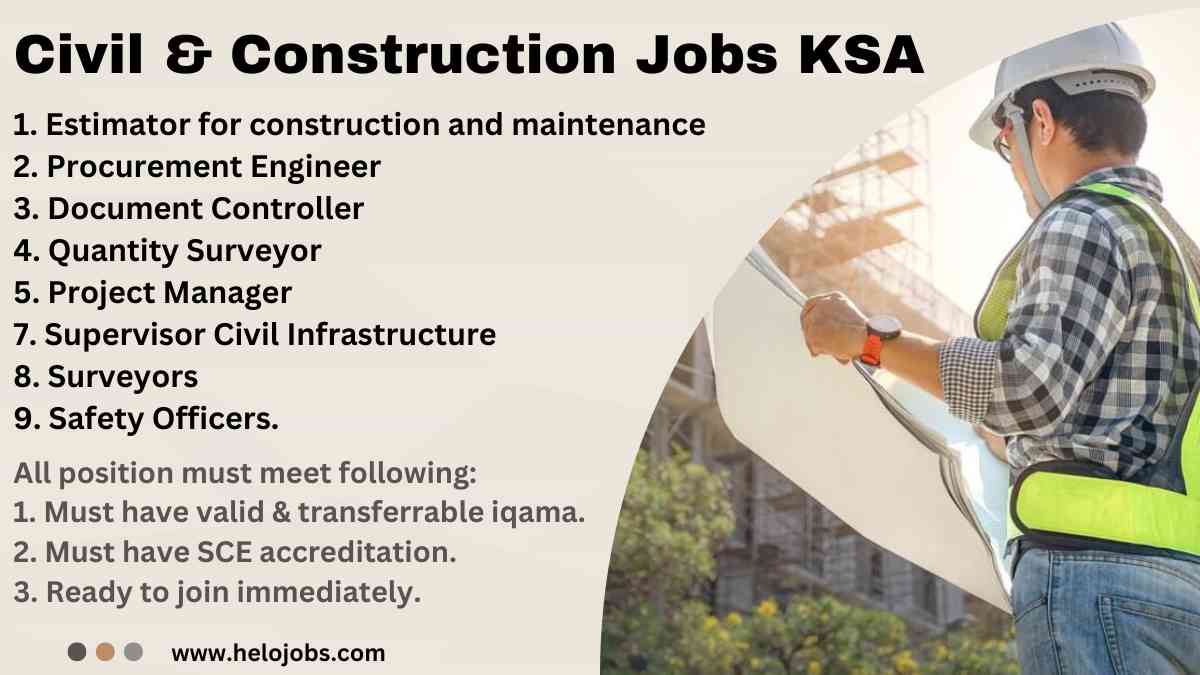 Civil & Construction Jobs Saudi Arabia