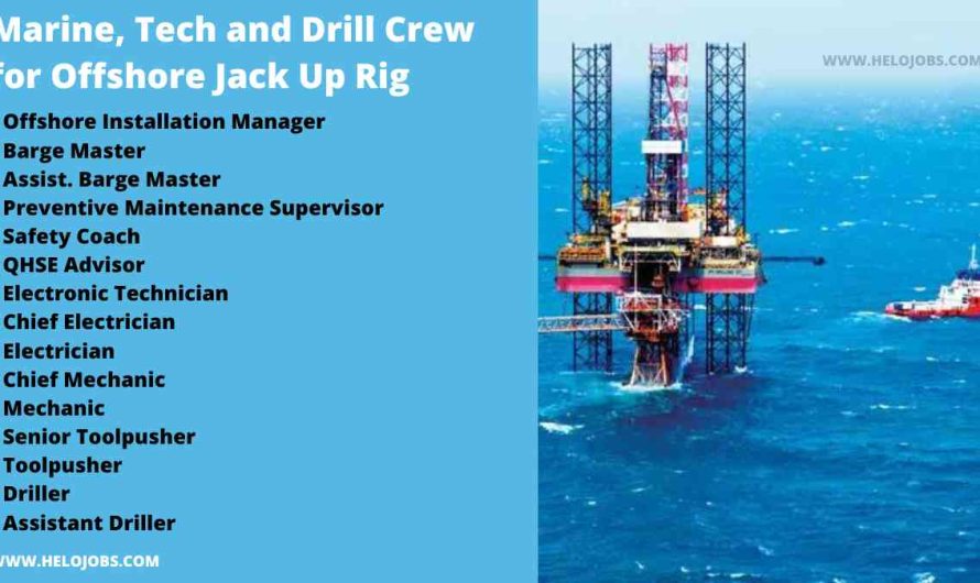 Marine, Tech and Drill Crew for Offshore Jack Up Rig Jobs